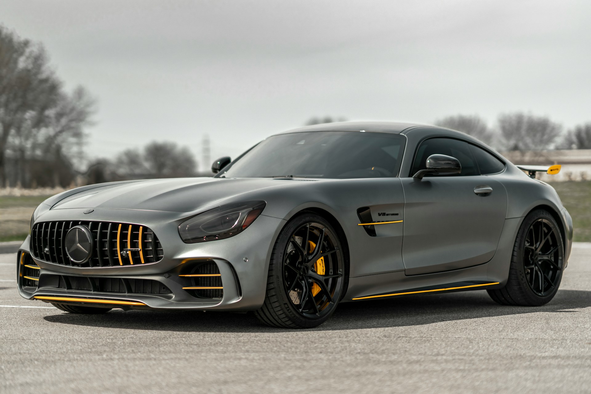 A grey Mercedes