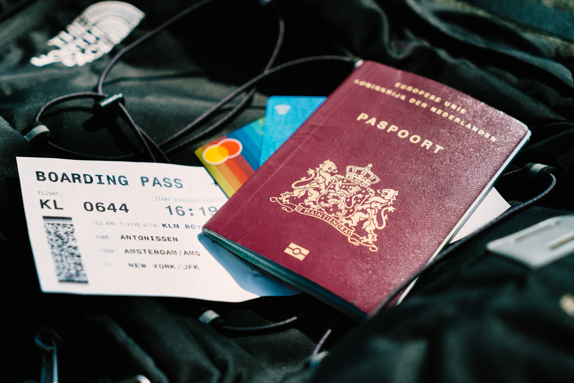 A passport and boarding pass