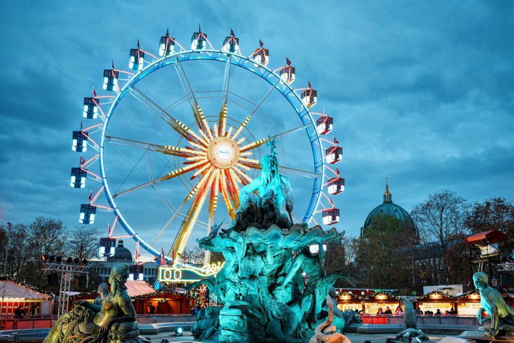 A ferris wheel at a Christmas market in Berlin
