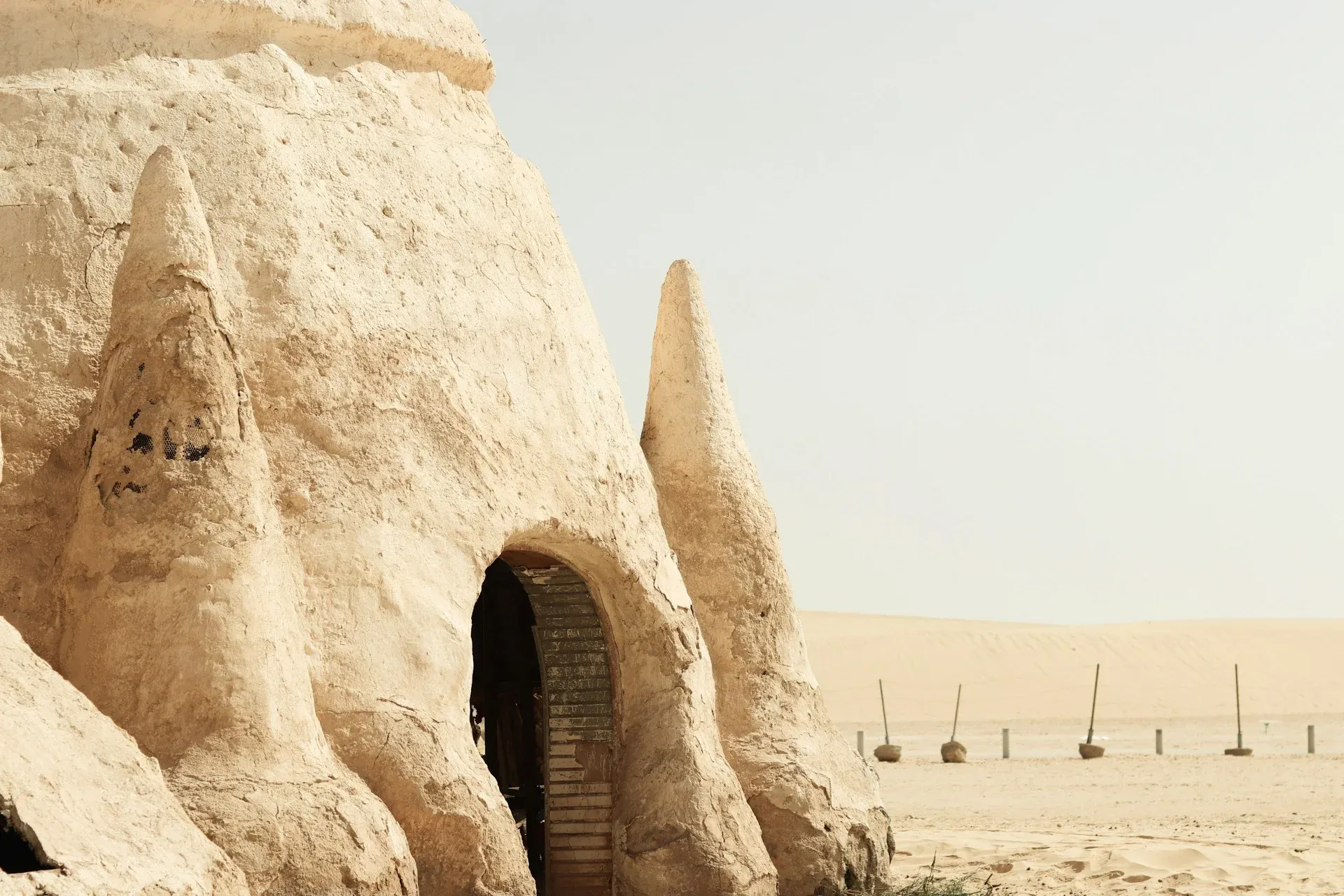 Sand building in desert
