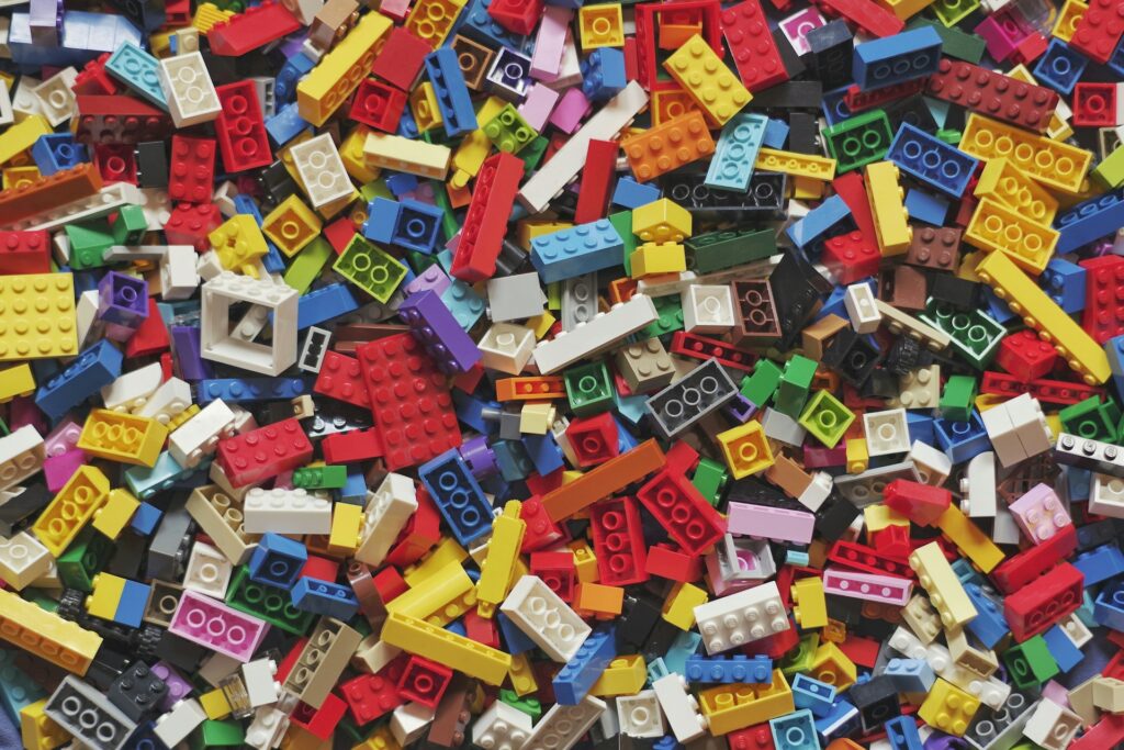 A pile of Lego bricks in various colours